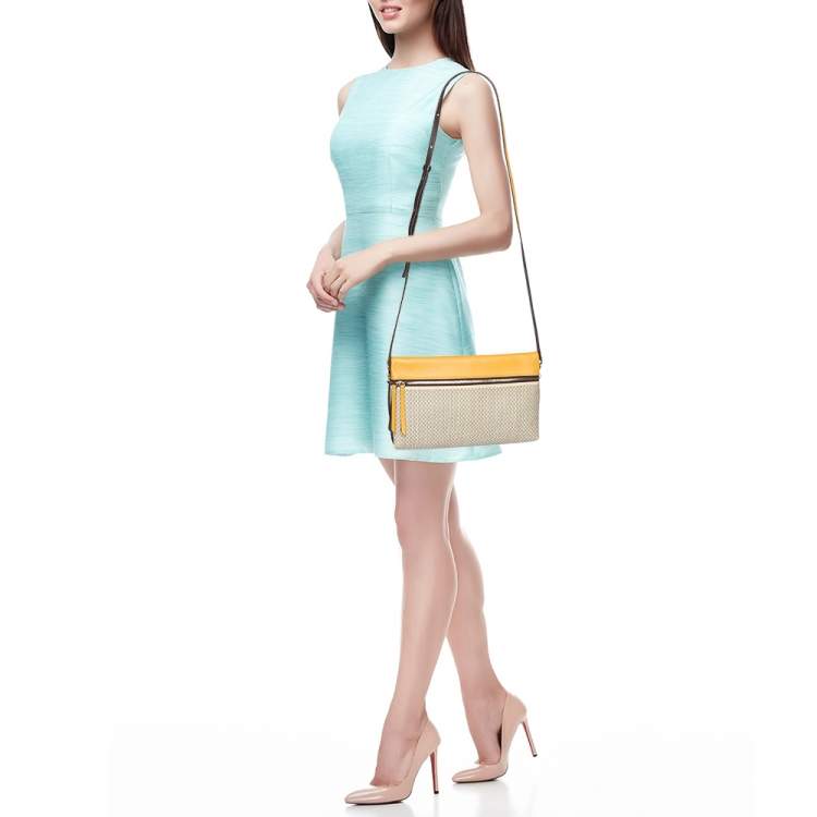 Pre Owned CH Carolina Herrera Multicolor Monogram Coated Canvas and Leather Zip Crossbody Bag
