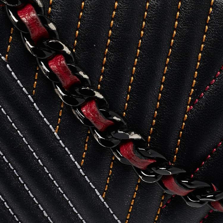 Pre Owned CH Carolina Herrera Black Quilted Leather Medium Stitched Bimba Flap Bag