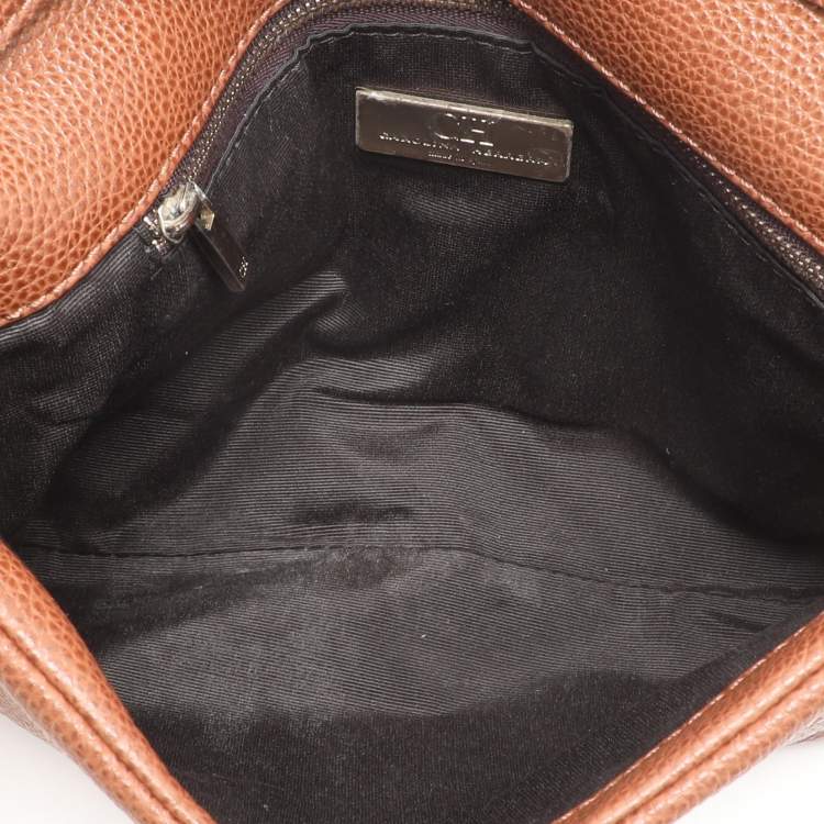 Pre Owned CH Carolina Herrera Brown Leather Chain Clutch