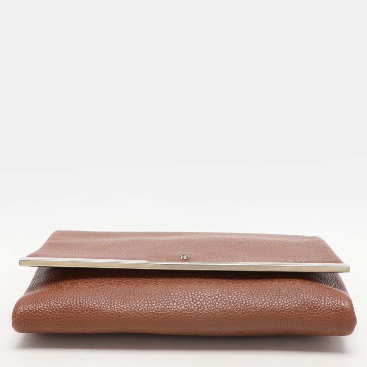 Pre Owned CH Carolina Herrera Brown Leather Chain Clutch