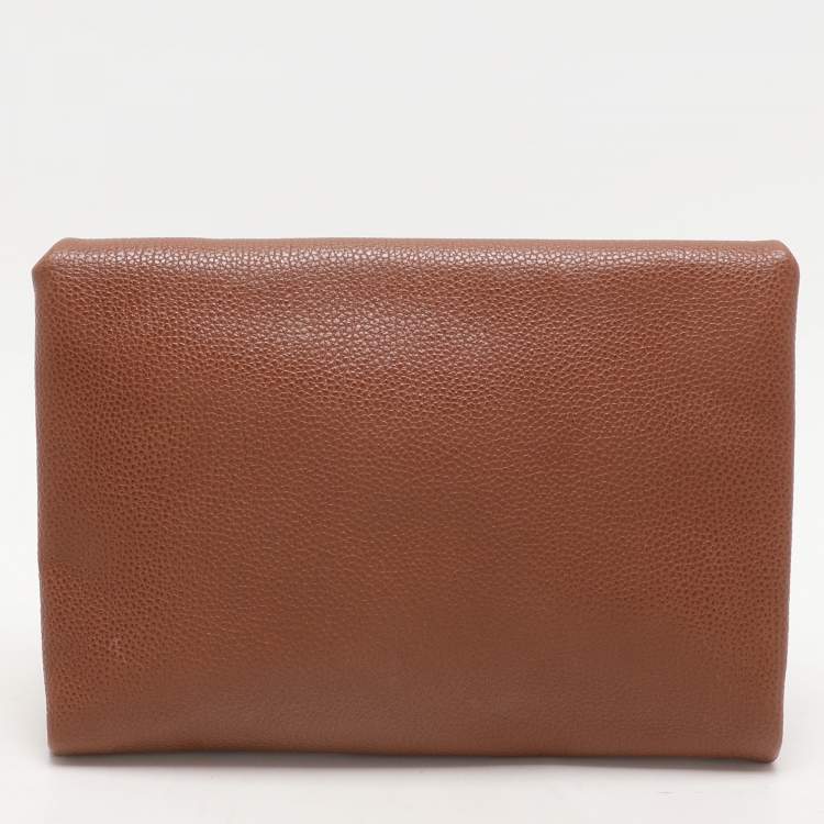 Pre Owned CH Carolina Herrera Brown Leather Chain Clutch