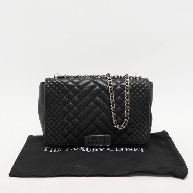Pre Owned CH Carolina Herrera Black Leather Shoulder Bag