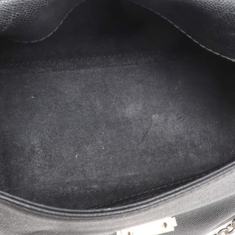 Pre Owned CH Carolina Herrera Black Leather Minuetto Flap Top Handle Bag