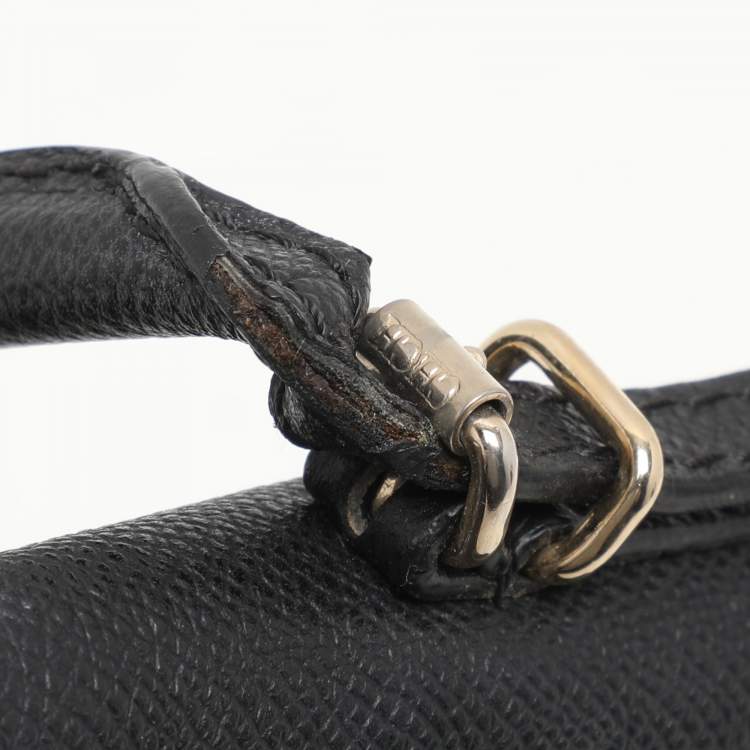 Pre Owned CH Carolina Herrera Black Leather Minuetto Flap Top Handle Bag
