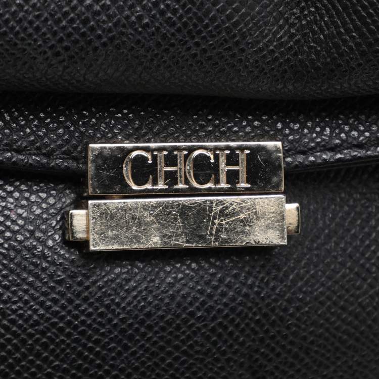 Pre Owned CH Carolina Herrera Black Leather Minuetto Flap Top Handle Bag