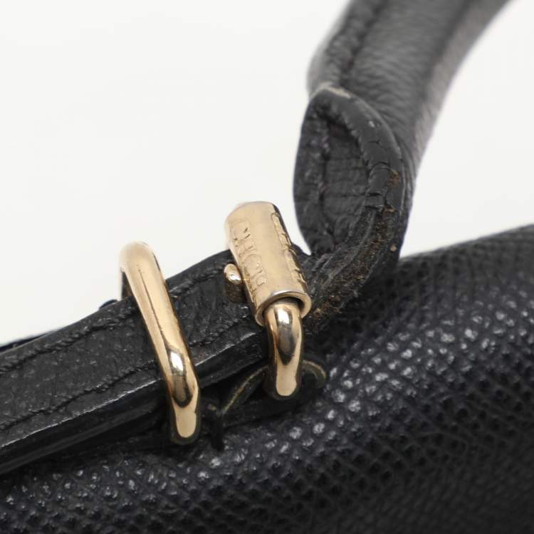 Pre Owned CH Carolina Herrera Black Leather Minuetto Flap Top Handle Bag