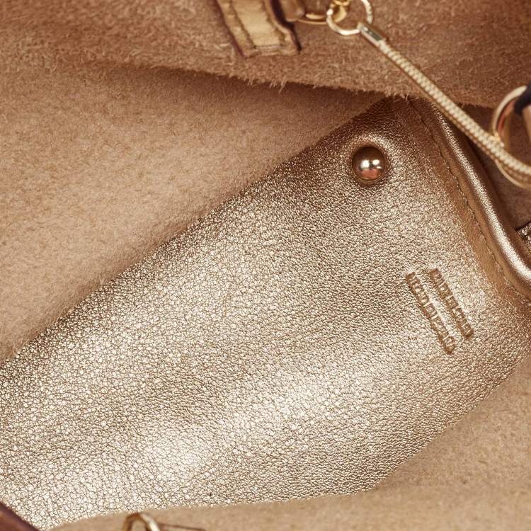 Pre Owned CH Carolina Herrera Gold Leather Mini Chain Tote