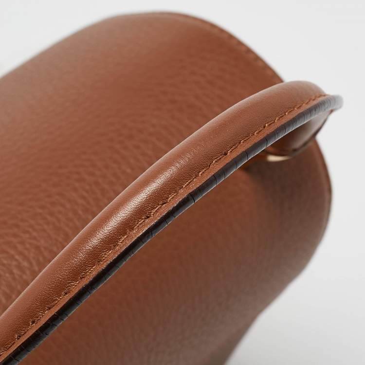 Pre Owned CH Carolina Herrera Brown Monogram Embossed Leather Flap Top Handle Bag