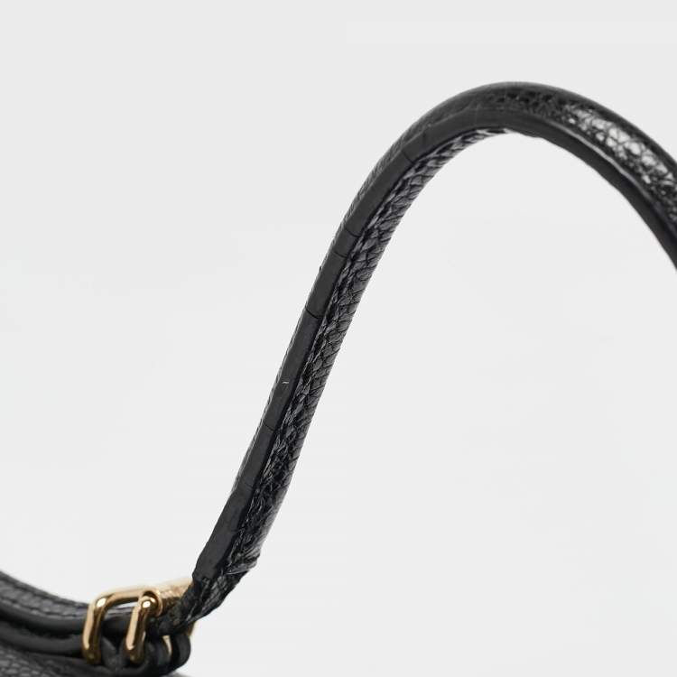 Pre Owned CH Carolina Herrera Black Leather Minuetto Flap Top Handle Bag