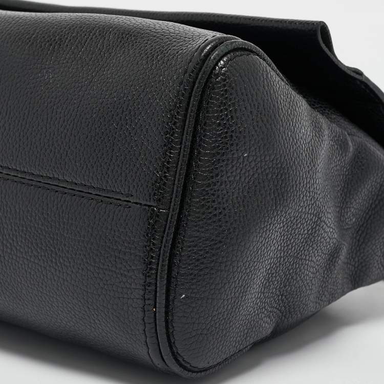 Pre Owned CH Carolina Herrera Black Leather Minuetto Flap Top Handle Bag
