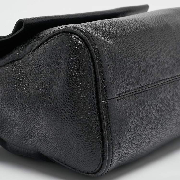 Pre Owned CH Carolina Herrera Black Leather Minuetto Flap Top Handle Bag