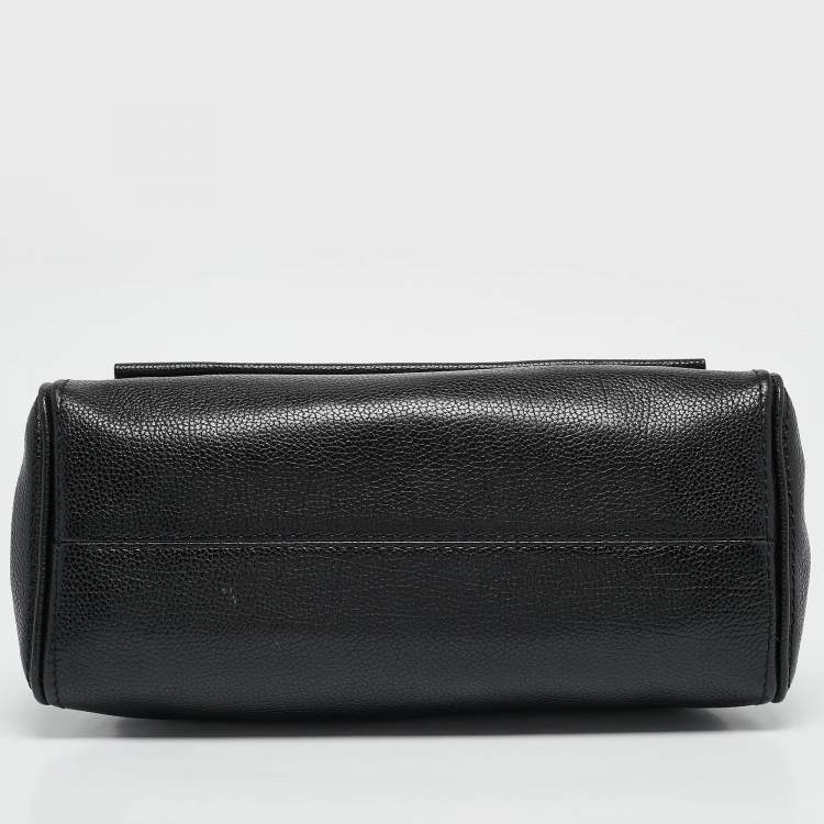 Pre Owned CH Carolina Herrera Black Leather Minuetto Flap Top Handle Bag