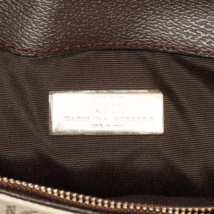 Pre Owned CH Carolina Herrera Tricolor Coated Canvas and Leather Envelope Crossbody Bag