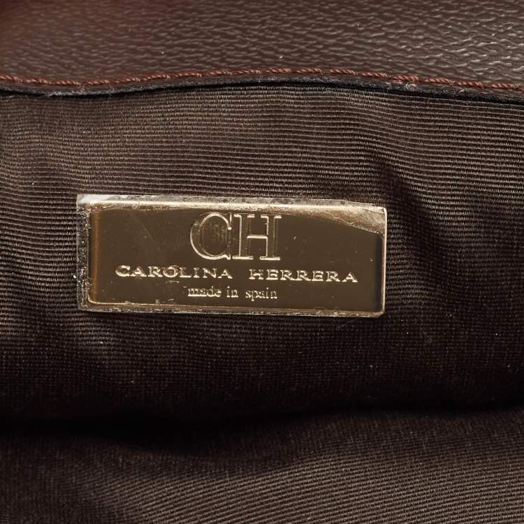 Pre Owned CH Carolina Herrera Tricolor Coated Canvas and Leather Envelope Crossbody Bag