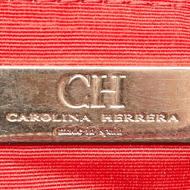 Pre Owned CH Carolina Herrera Navy Blue Leather Matteo Tote