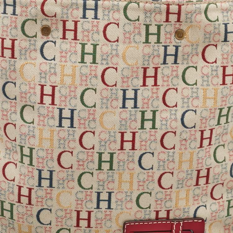 Pre Owned CH Carolina Herrera Multicolor Monogram Canvas and Leather Trim Shopper Tote