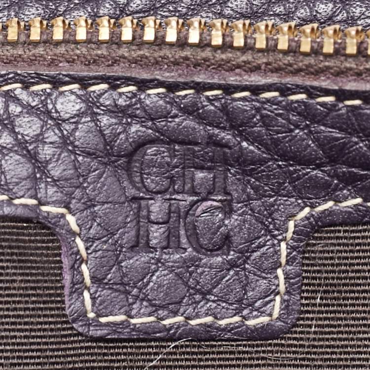 Pre Owned CH Carolina Herrera Rust Orange Monogram Leather Flap Continental Wallet
