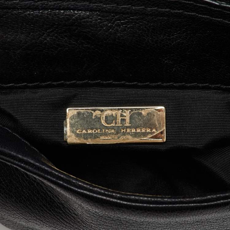 Pre Owned CH Carolina Herrera Black Leather Chain Crossbody Bag