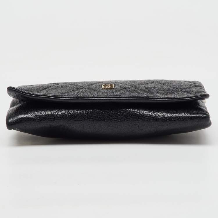 Pre Owned CH Carolina Herrera Black Leather Chain Crossbody Bag