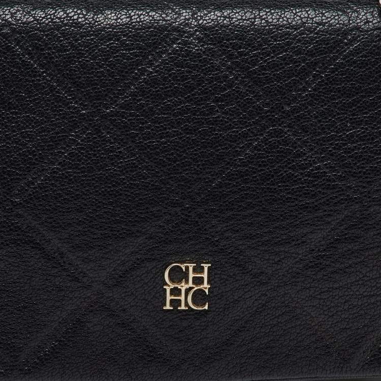Pre Owned CH Carolina Herrera Black Leather Chain Crossbody Bag