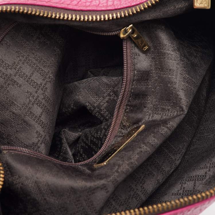Pre Owned CH Carolina Herrera Pink Grained Leather Zip Hobo