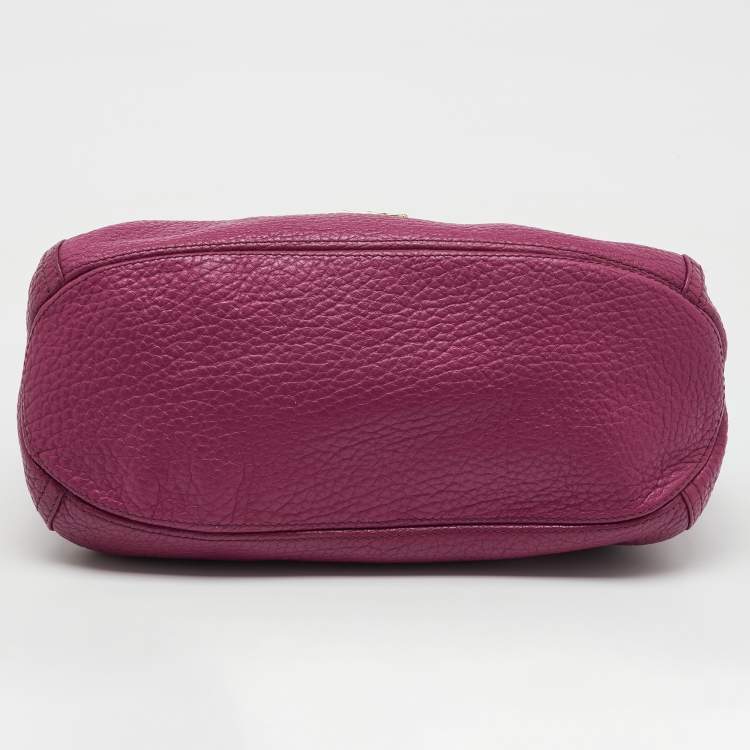 Pre Owned CH Carolina Herrera Pink Grained Leather Zip Hobo