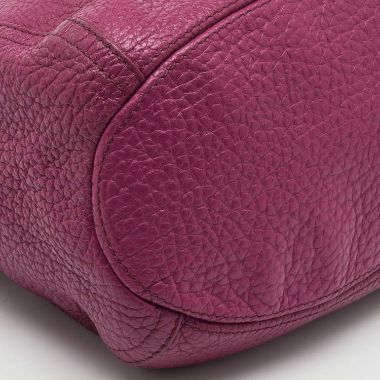 Pre Owned CH Carolina Herrera Pink Grained Leather Zip Hobo