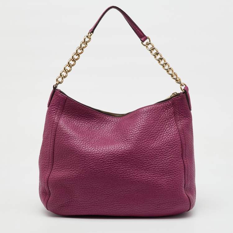 Pre Owned CH Carolina Herrera Pink Grained Leather Zip Hobo