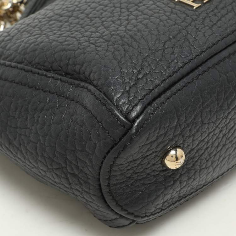 Pre Owned Carolina Herrera Black Leather Chain Tassel Shoulder Bag