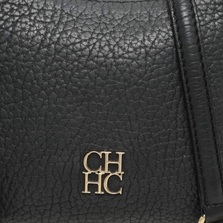 Pre Owned Carolina Herrera Black Leather Chain Tassel Shoulder Bag