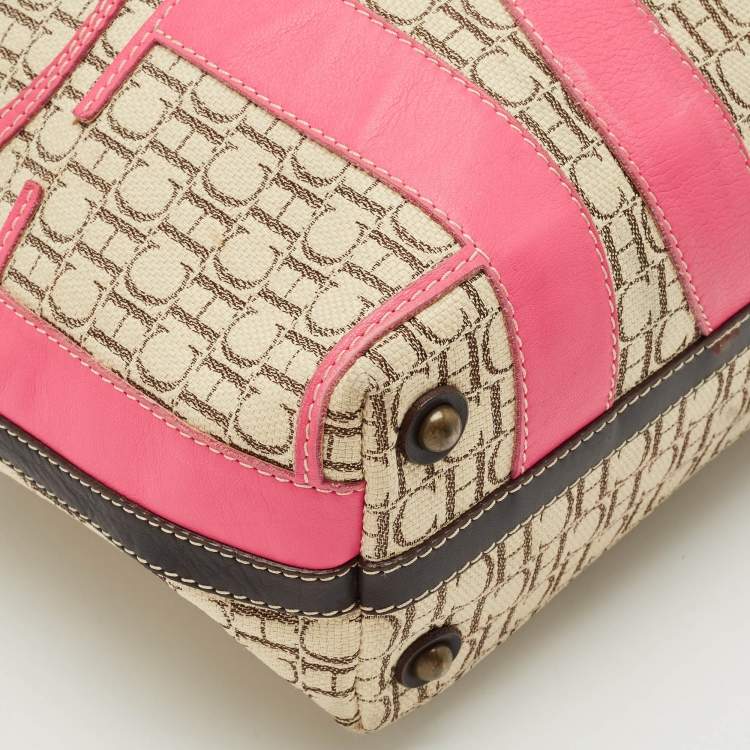 Pre Owned CH Carolina Herrera Tricolor Monogram Canvas and Leather Shopper Tote