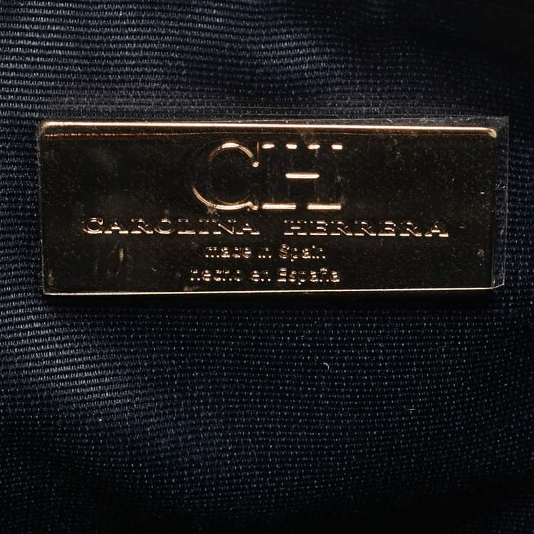 Pre Owned CH Carolina Herrera Burgundy/Brown Monogram Canvas and Leather Scarf Flat Pouch