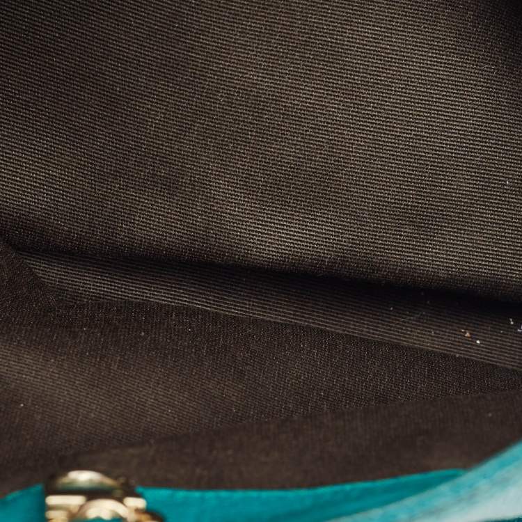 Pre Owned CH Carolina Herrera Green Quilted Embossed Leather Chain Tote