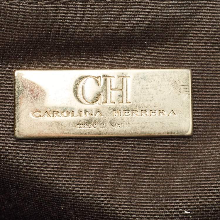 Pre Owned CH Carolina Herrera Green Quilted Embossed Leather Chain Tote