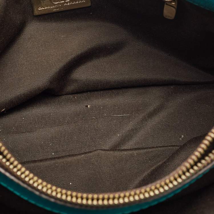 Pre Owned CH Carolina Herrera Green Quilted Embossed Leather Chain Tote