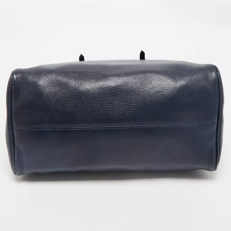 Pre Owned CH Carolina Herrera Blue Leather Tempo Collection Adagio Tote