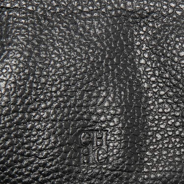 Pre Owned CH Carolina Herrera Black/Brown Leather Long Trifold Wallet