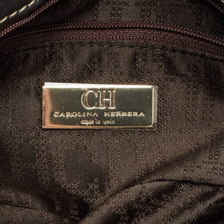 Pre Owned CH Carolina Herrera Metallic Grey Quilted Embossed Leather Flap Clutch