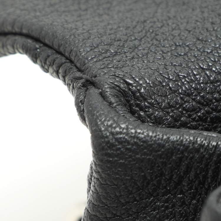 Pre Owned CH Carolina Herrera Black Monogram Leather Mini Baret Top Handle Bag
