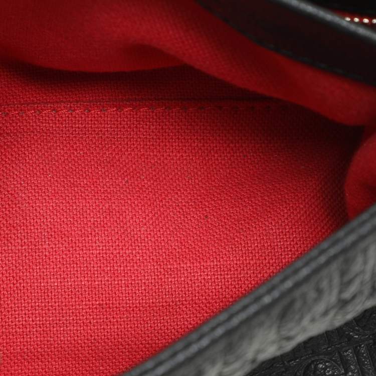 Pre Owned CH Carolina Herrera Black Monogram Leather Mini Baret Top Handle Bag