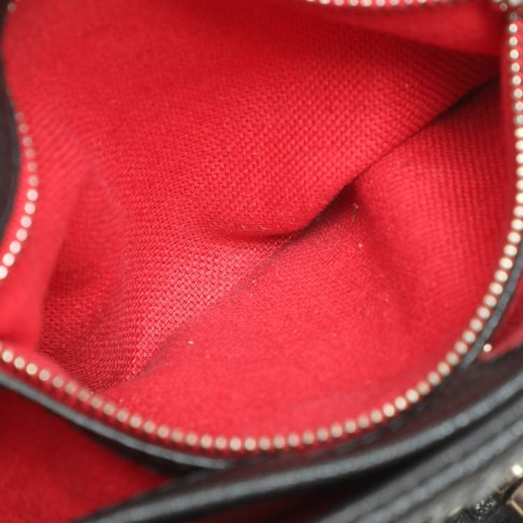 Pre Owned CH Carolina Herrera Black Monogram Leather Mini Baret Top Handle Bag