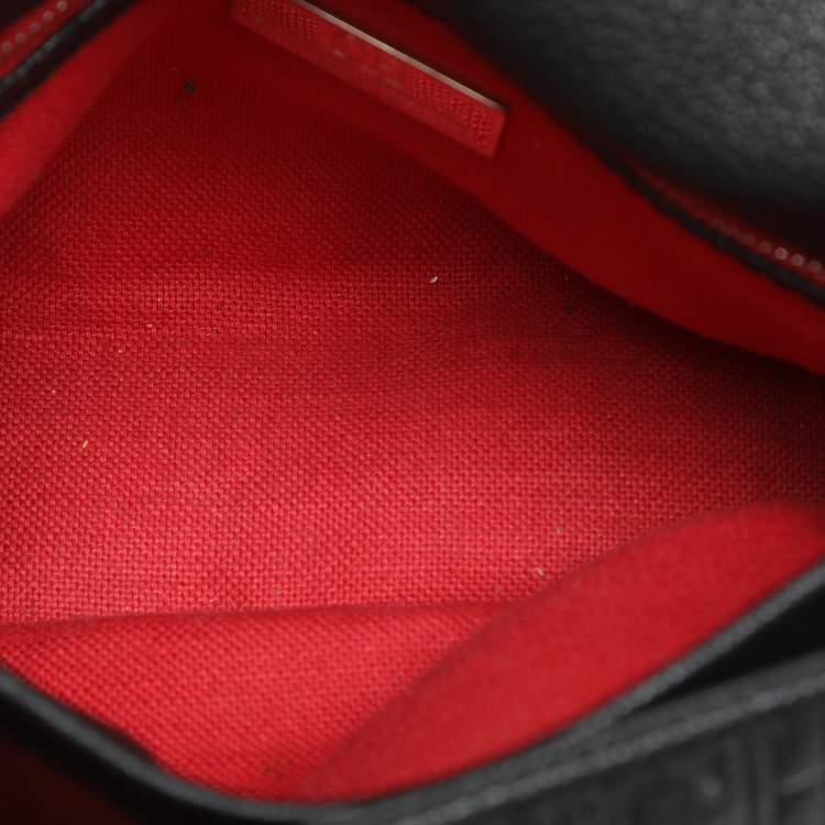 Pre Owned CH Carolina Herrera Black Monogram Leather Mini Baret Top Handle Bag