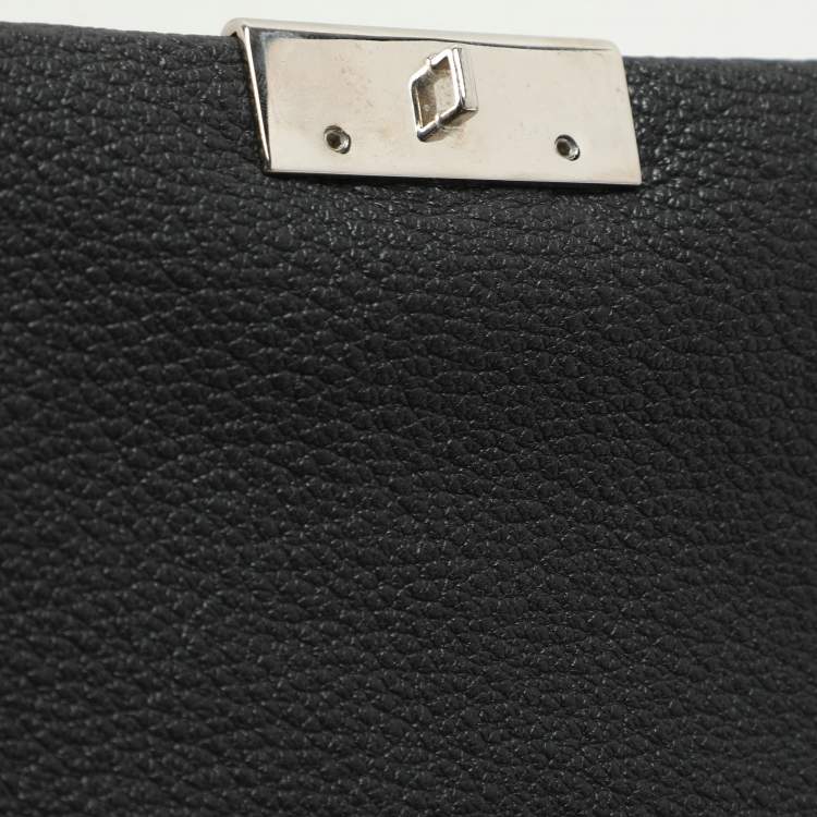 Pre Owned CH Carolina Herrera Black Monogram Leather Mini Baret Top Handle Bag