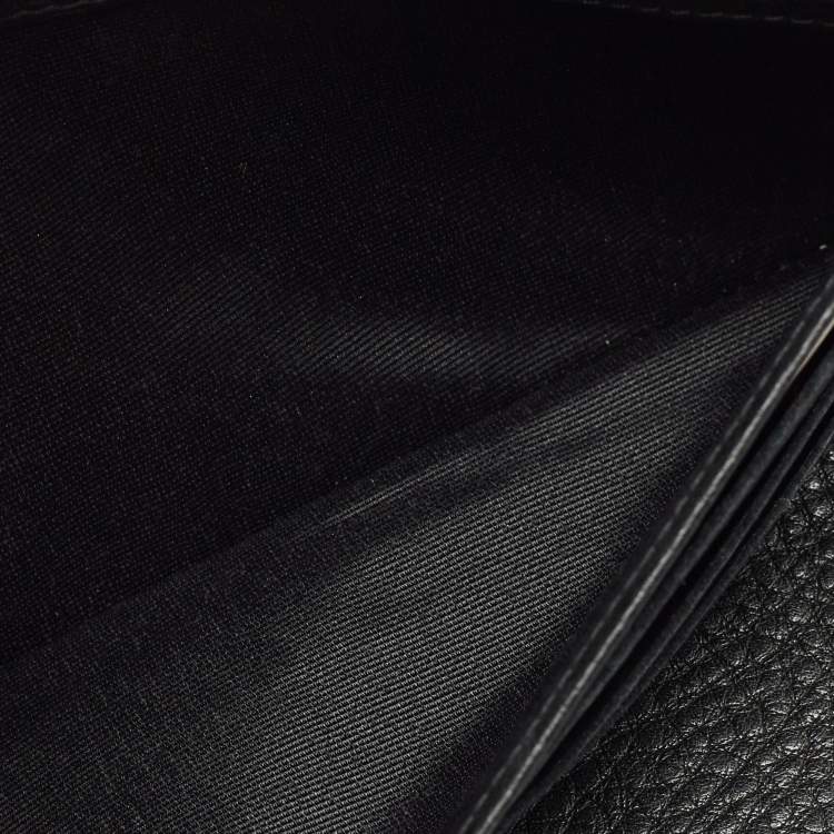 Pre Owned CH Carolina Herrera Black Monogram Leather Flap Continental Wallet