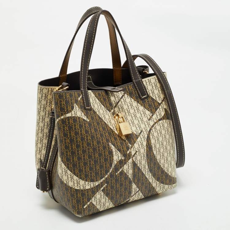 Pre Owned CH Carolina Herrera Multicolor Monogram Coated Canvas and Leather Small Matryoshka Locked Tote