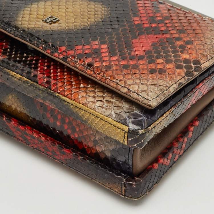 Pre Owned CH Carolina Herrera Multicolor Python Insignia Top Handle Bag