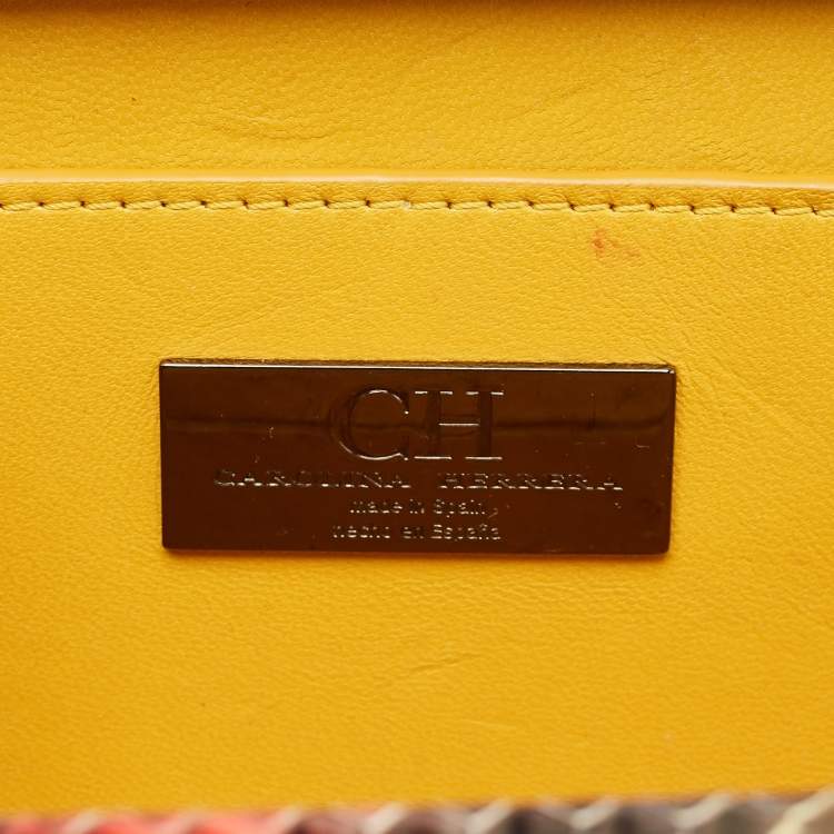 Pre Owned CH Carolina Herrera Multicolor Python Insignia Top Handle Bag