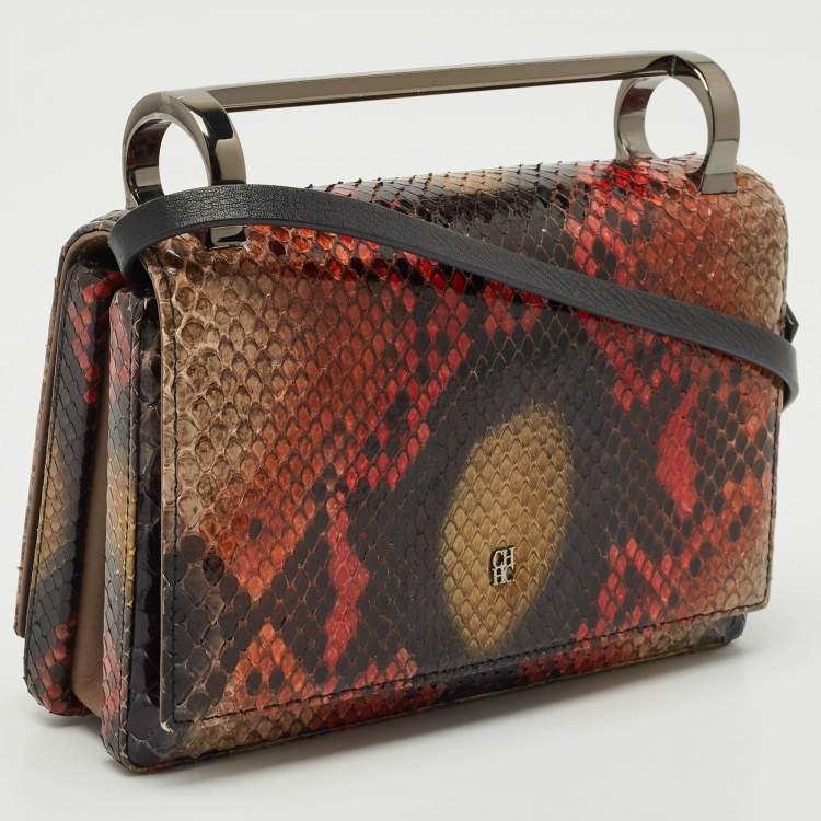 Pre Owned CH Carolina Herrera Multicolor Python Insignia Top Handle Bag