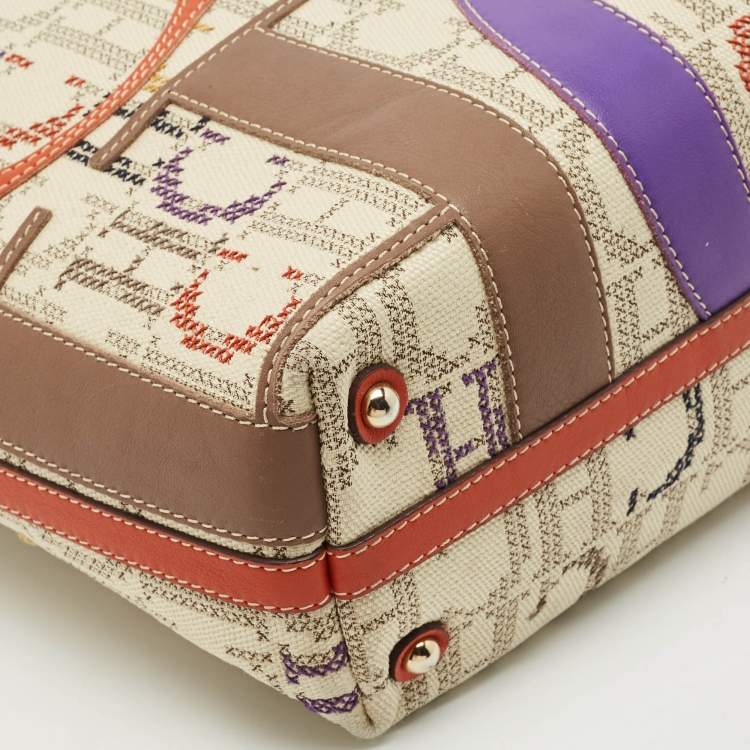Pre Owned CH Carolina Herrera Multicolor Monogram Canvas and Leather Shopper Tote