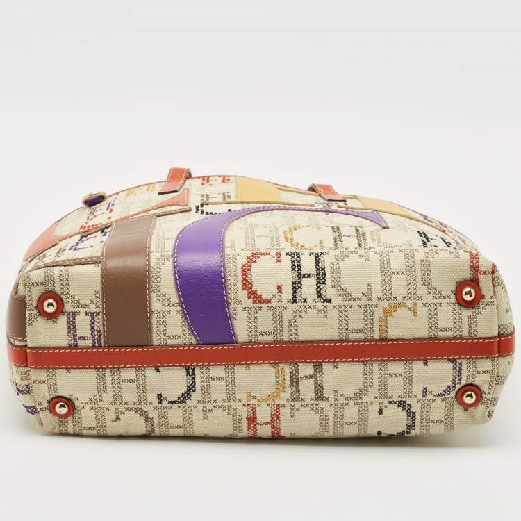 Pre Owned CH Carolina Herrera Multicolor Monogram Canvas and Leather Shopper Tote